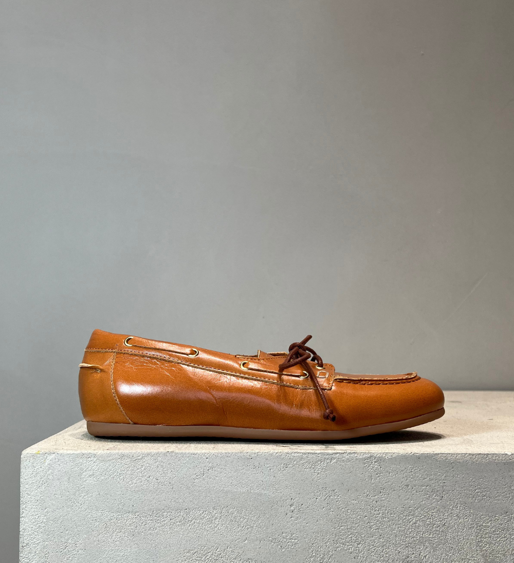 Sample, boat shoe, cognac læder, str. 37