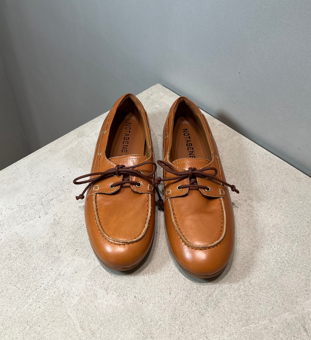 Sample, boat shoe, cognac læder, str. 37