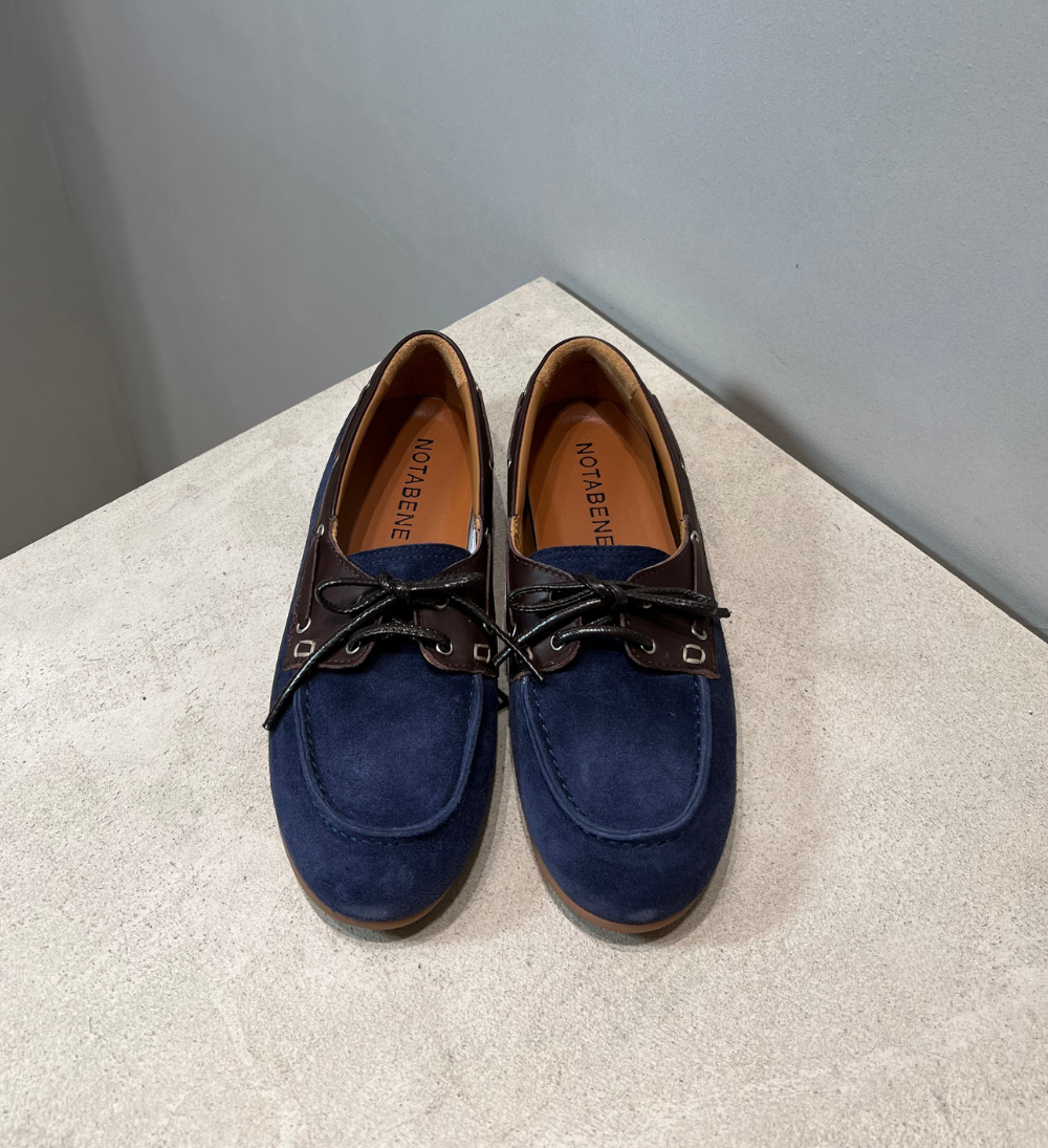Sample, boat shoe, mørkeblå ruskind, str. 37