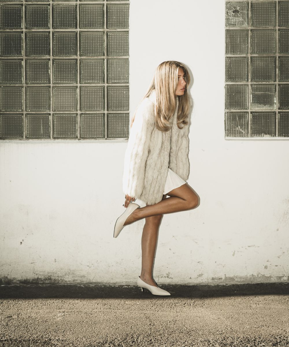 Gaia 40 stiletter, off-white læder