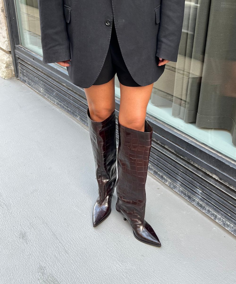 Yolanda 60 støvler, mørkebrun krokodille