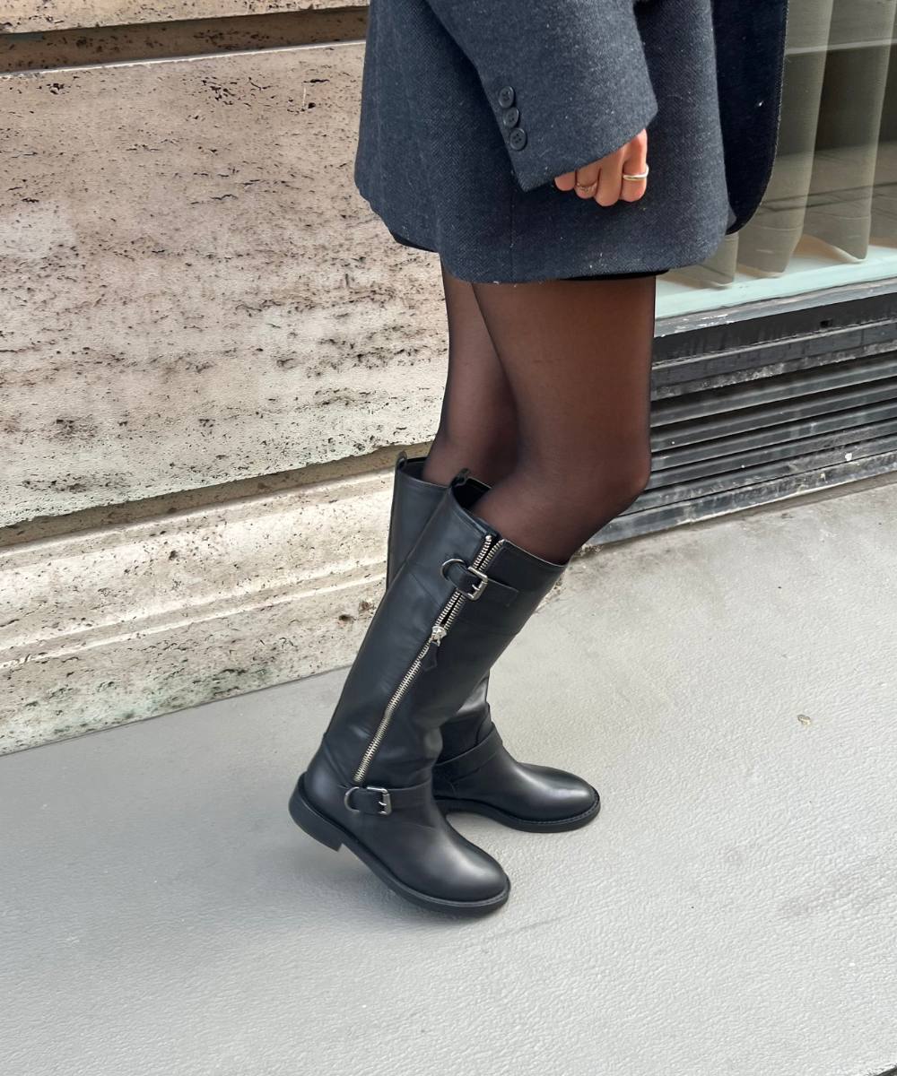 Andra støvler, sort læder