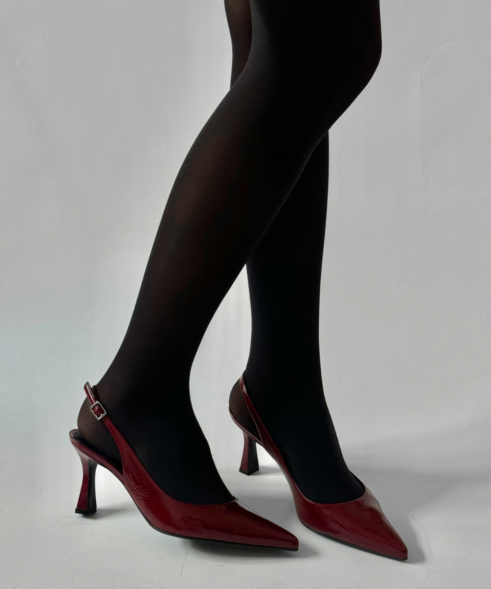 Emilia low 70 slingback stilettos, bordeaux patent