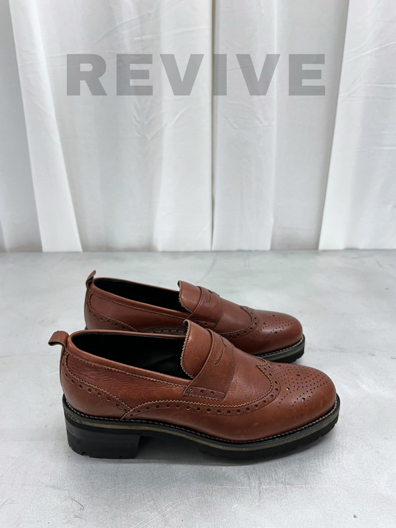 Brown chunky loafers, size