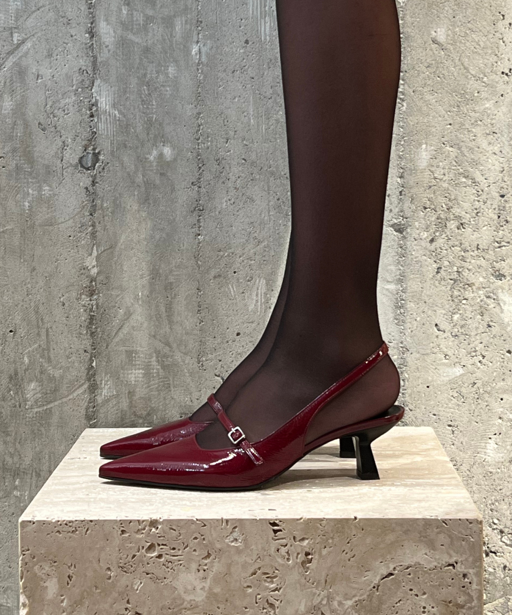 Elina 50 slingback stilettos, Bordeaux patent