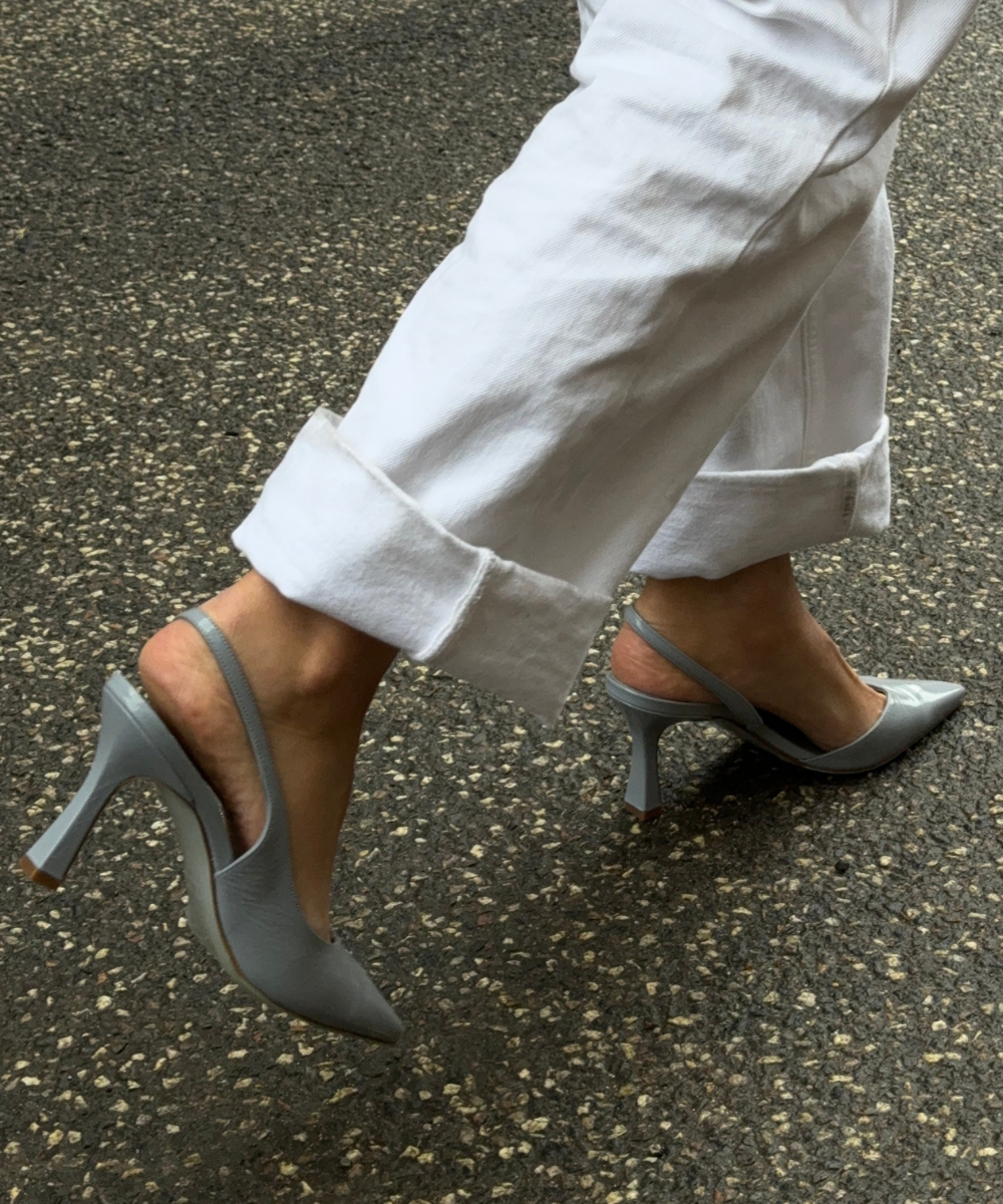 Emira 70 slingback stiletter, ice blue lak