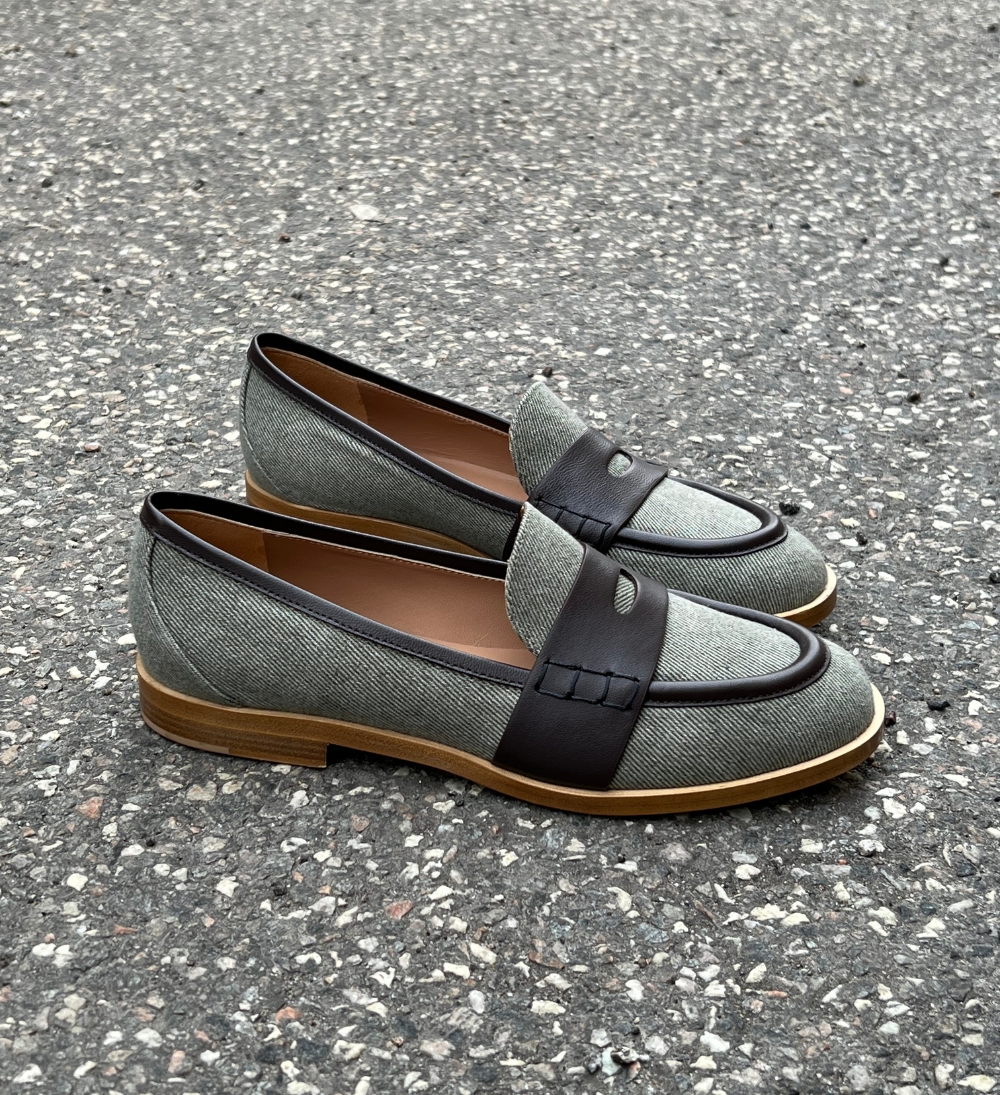 Blondie loafers, kaki denim