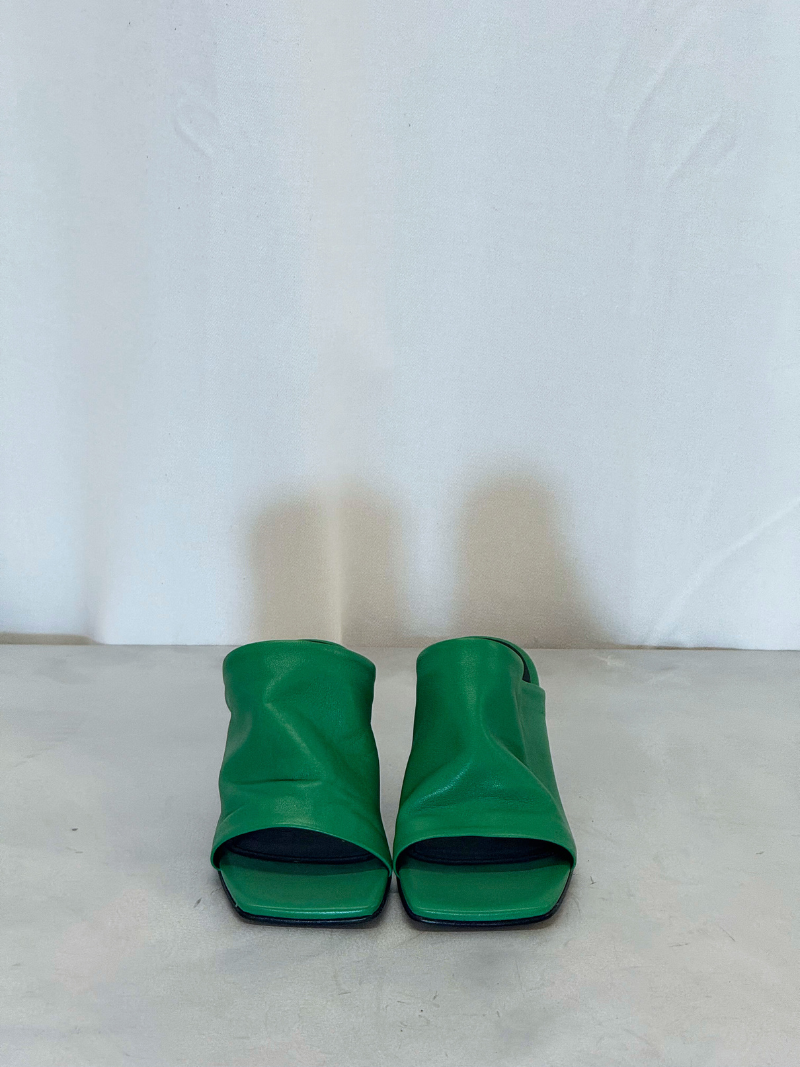 Green sandals with heels, size 35.5