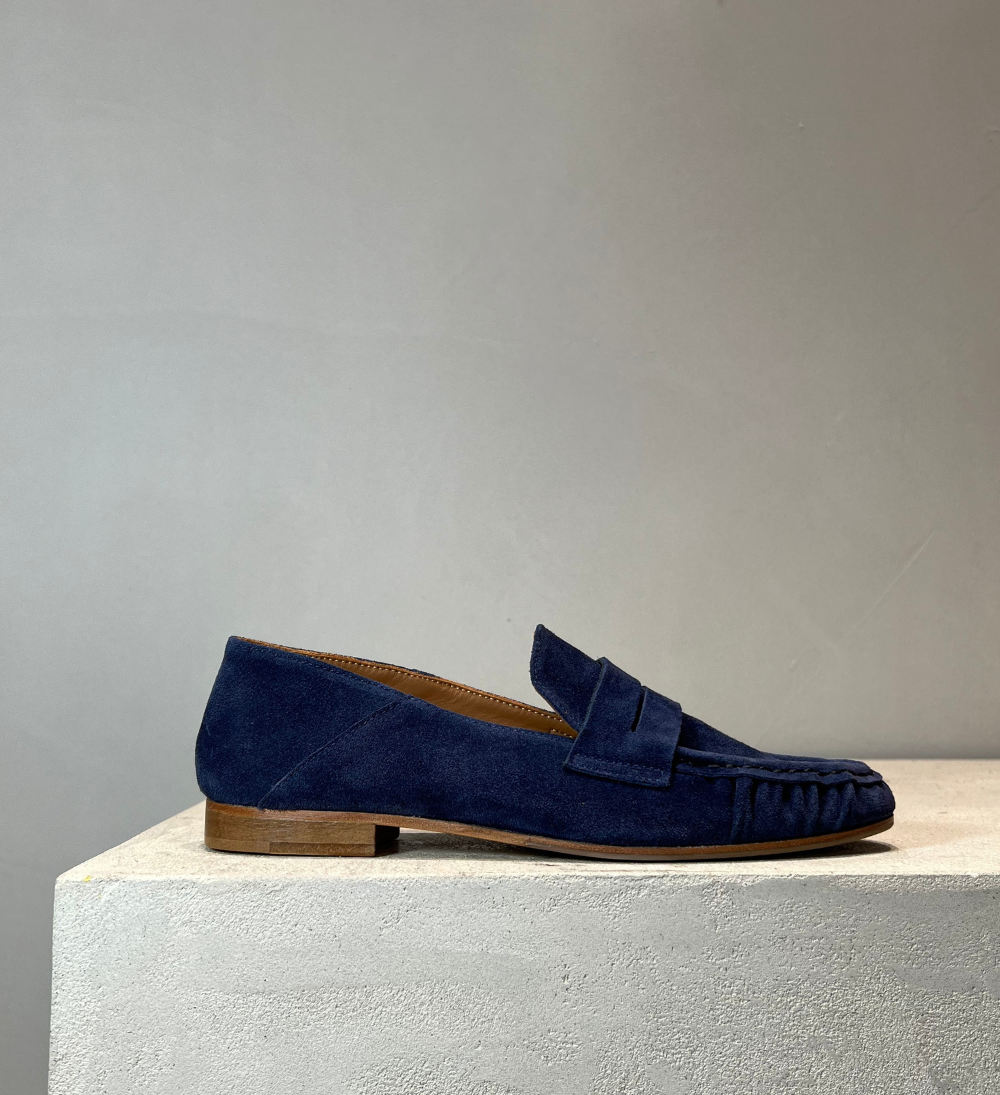 Sample, loafers, mørkeblå ruskind, str. 37