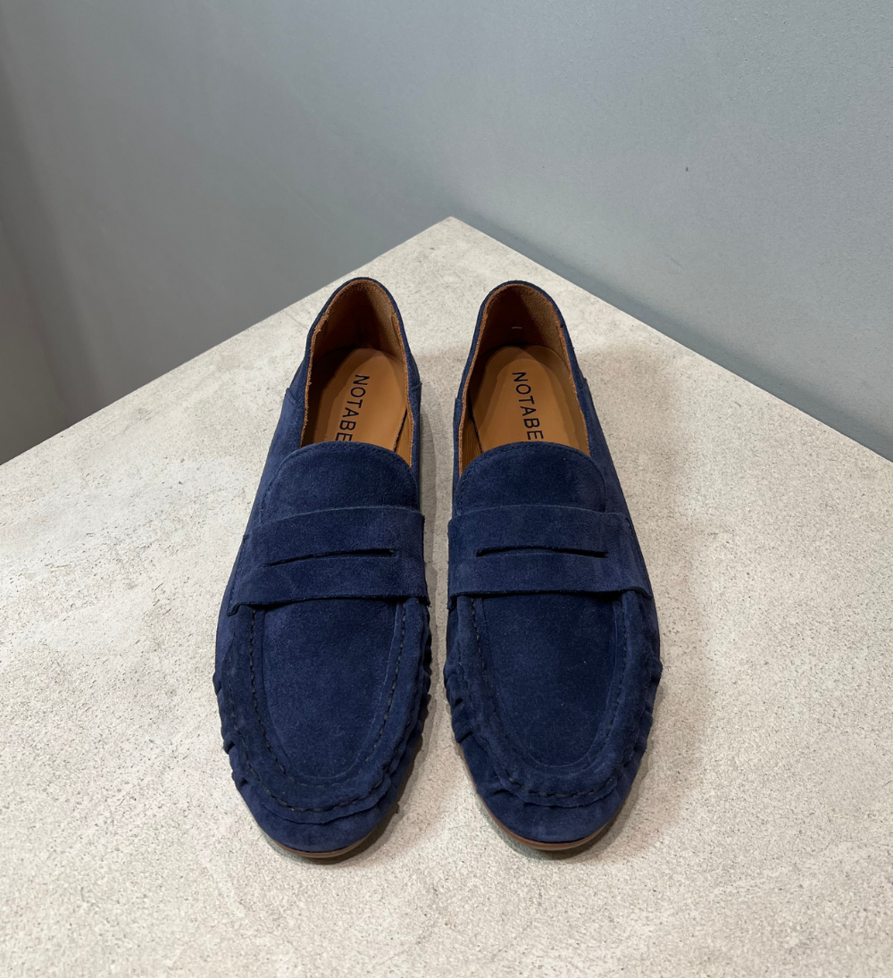 Sample, loafers, mørkeblå ruskind, str. 37