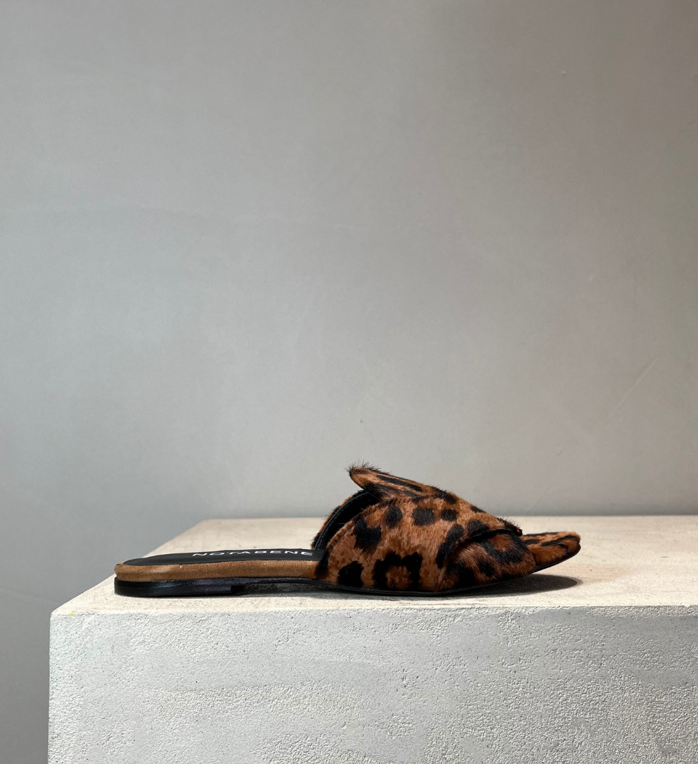 Sample, slippers, leopard kohår, str. 37