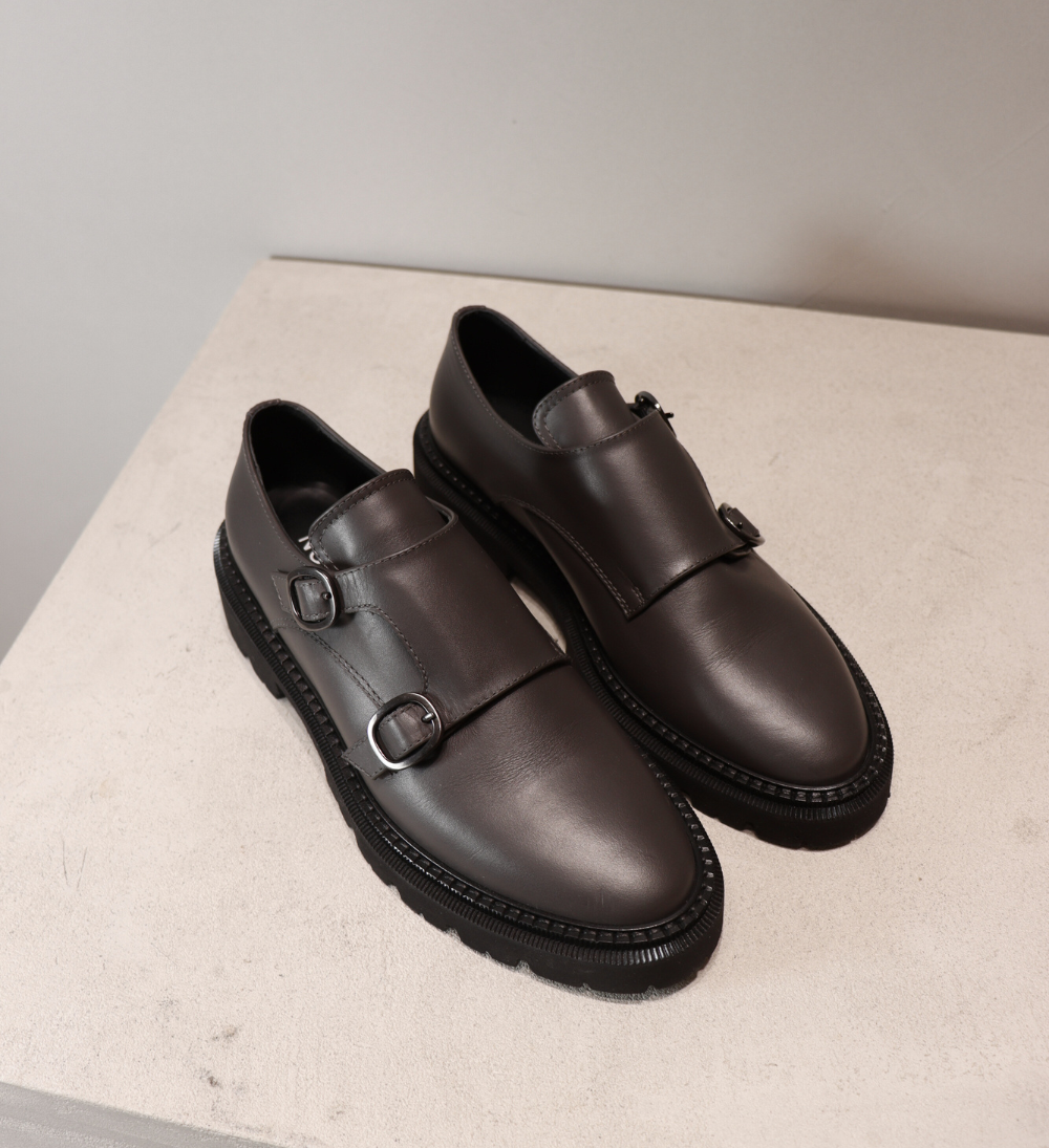 Sample, loafers, asphalt gray leather, size 37