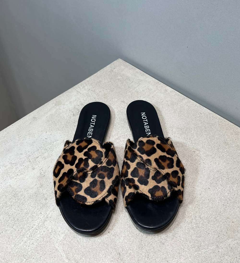 Sample, slippers, sort læder, str. 37
