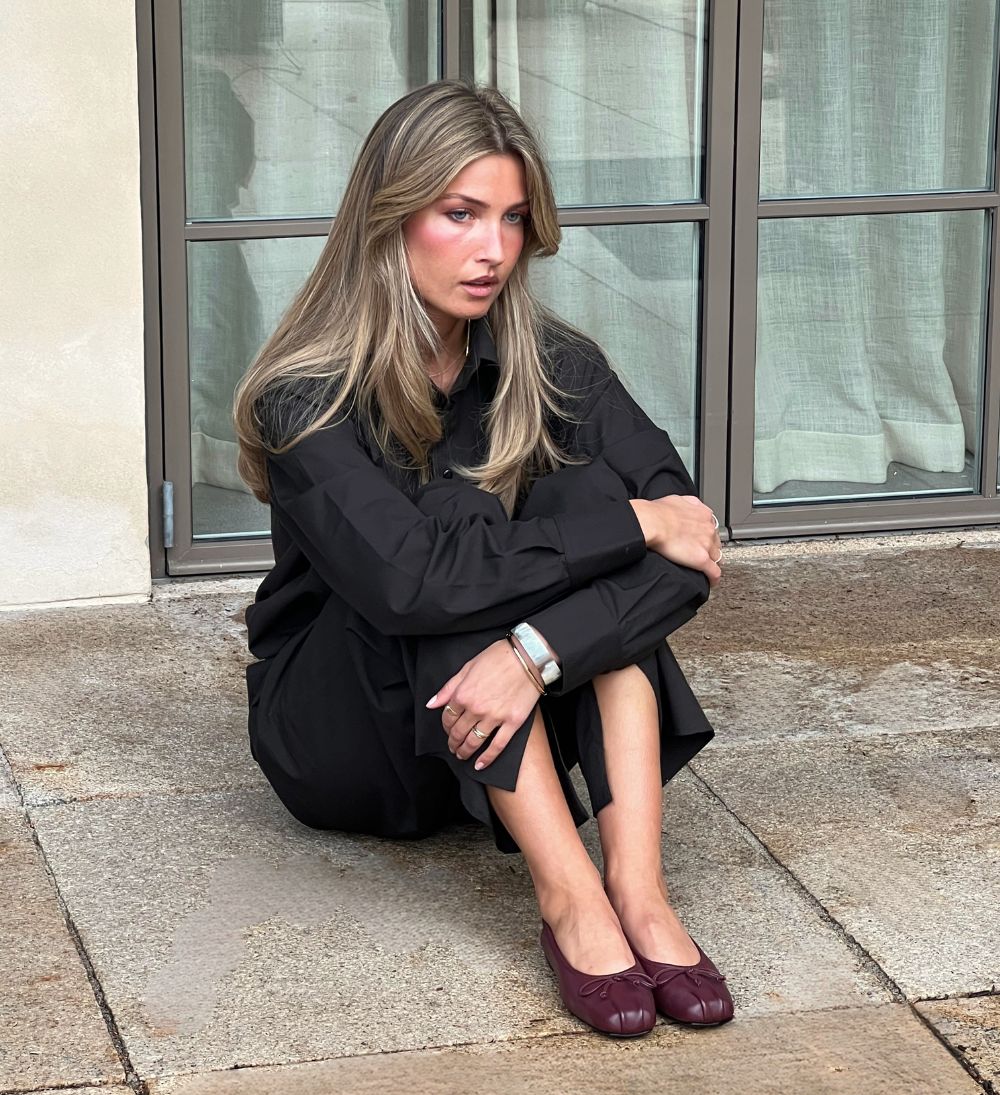 Serena ballerina, bordeaux læder