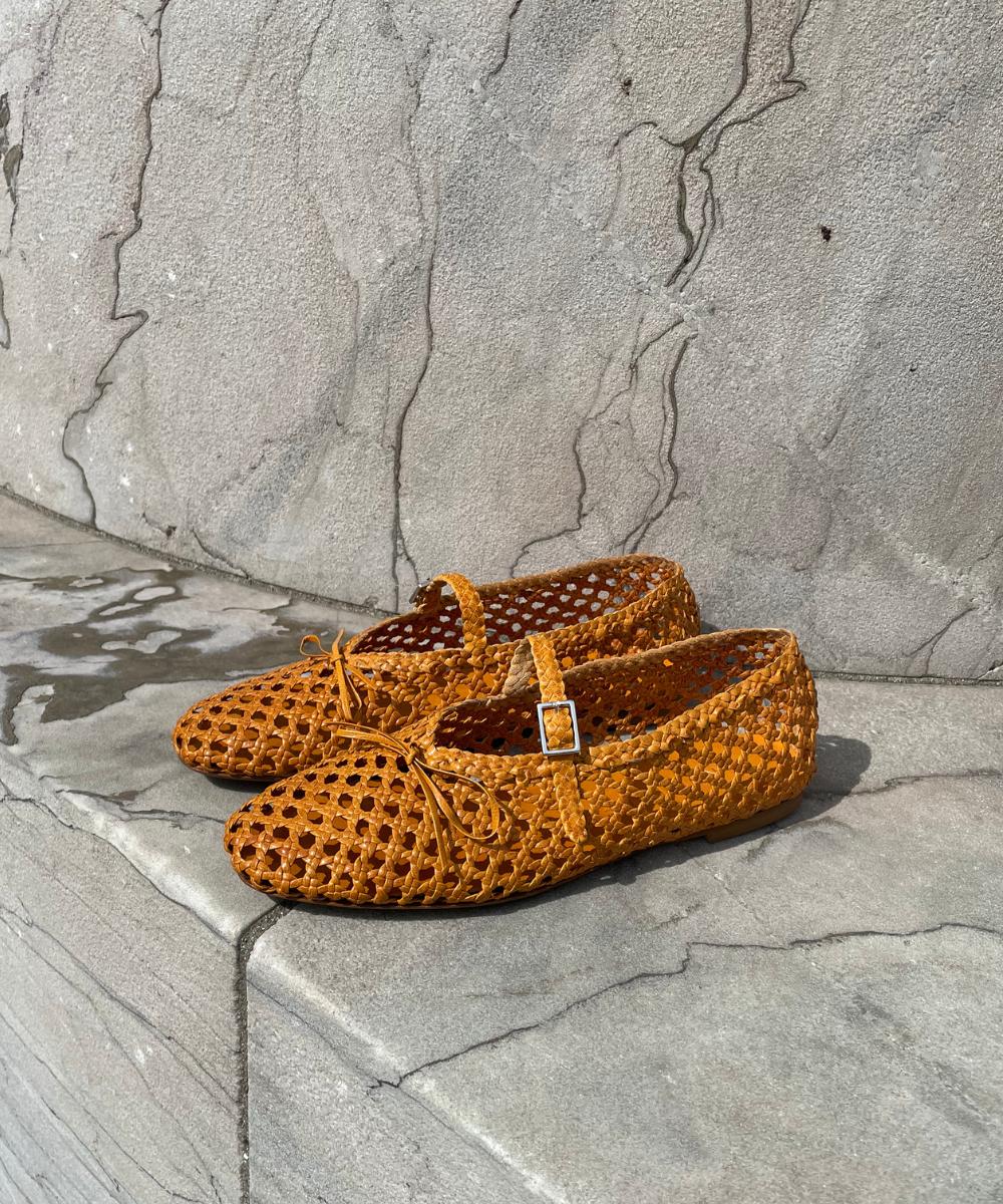 Ischia ballerina, yellow leather