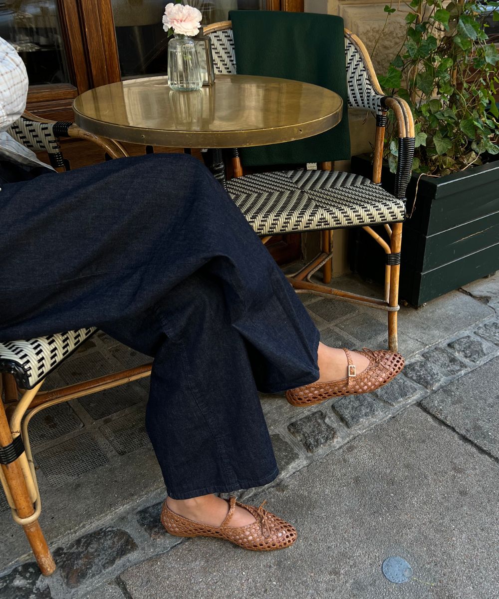 Ischia ballerina, brown leather