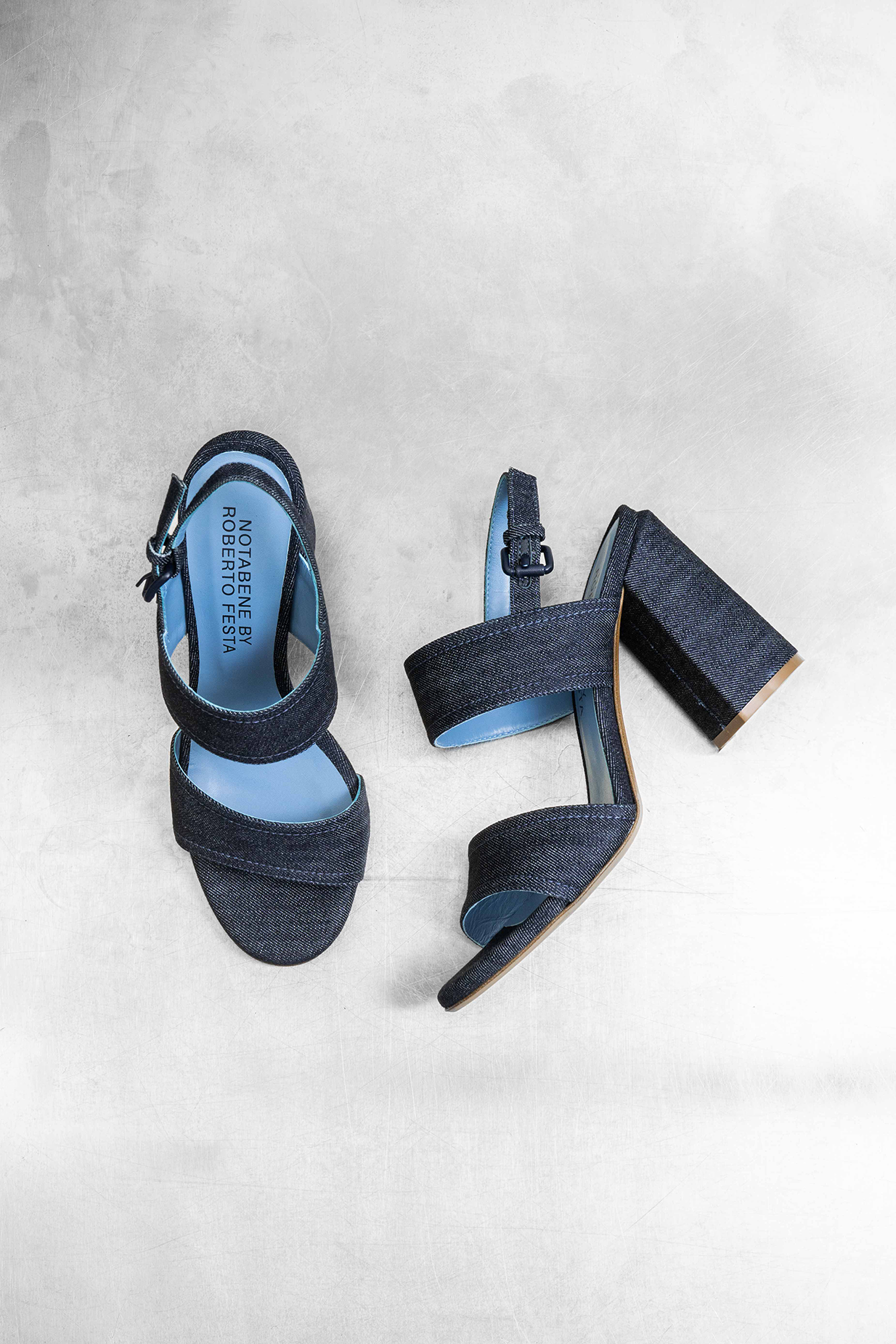 Agnesca 90 sandals, denim