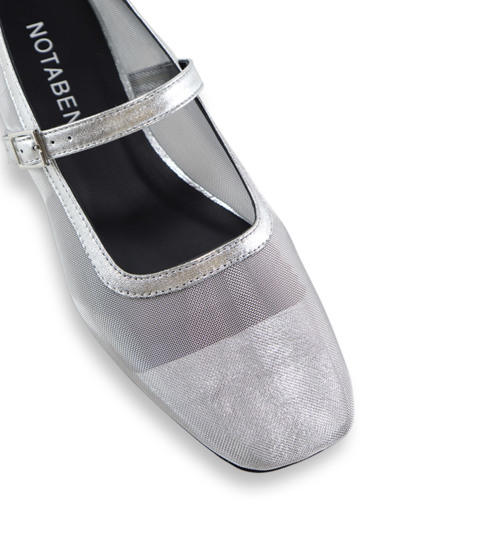 Carmilla ballerina, silver mesh
