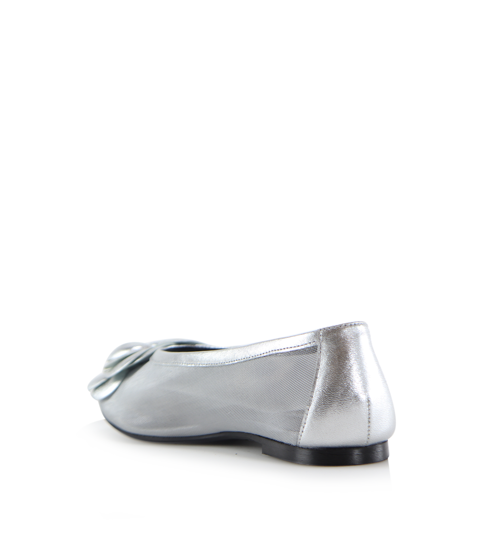 Camelia ballerina, silver leather/mesh