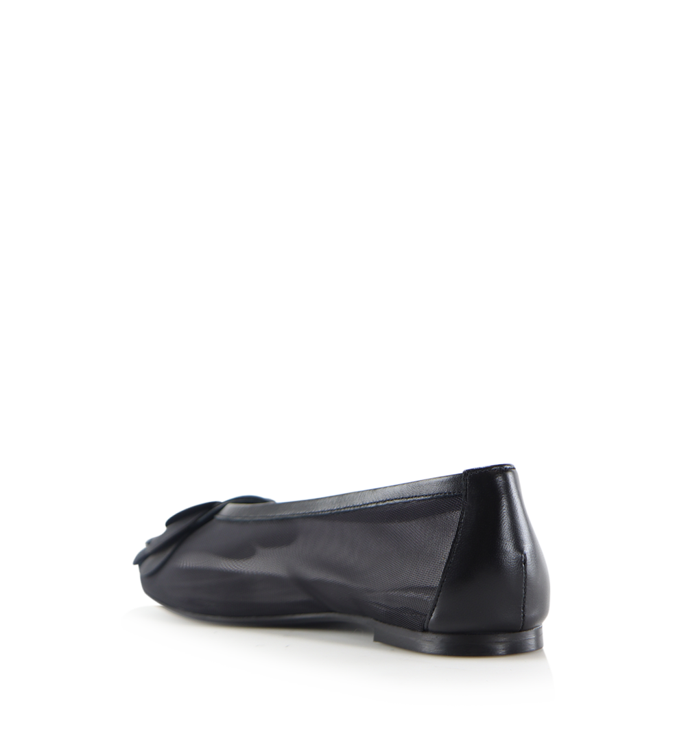 Camelia ballerina, black leather/mesh
