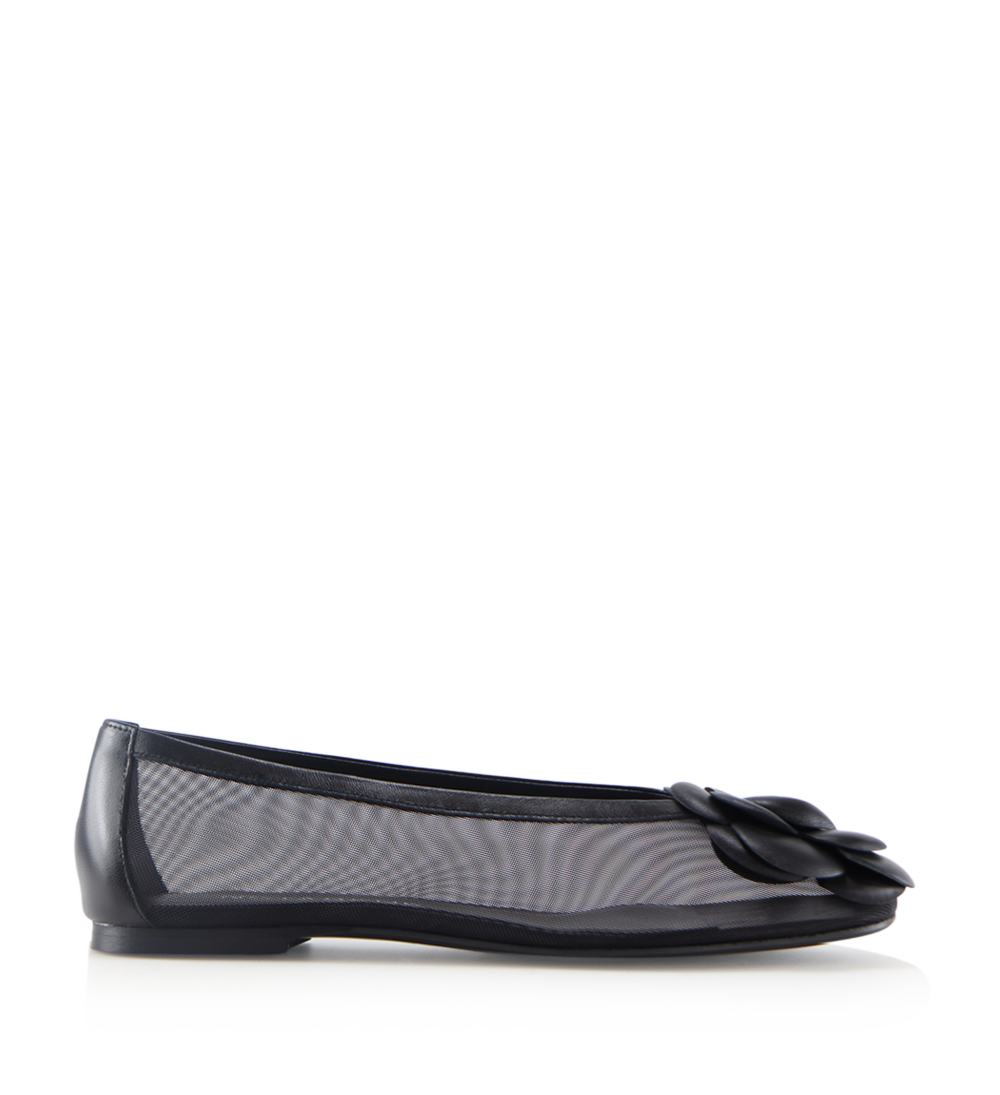 Camelia ballerina, black leather/mesh