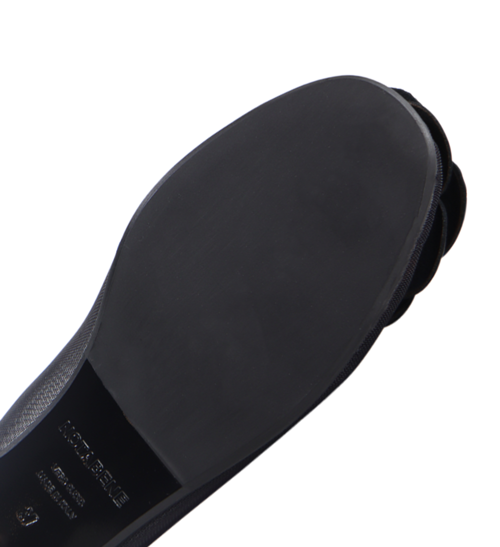 Camelia ballerina, black leather/mesh