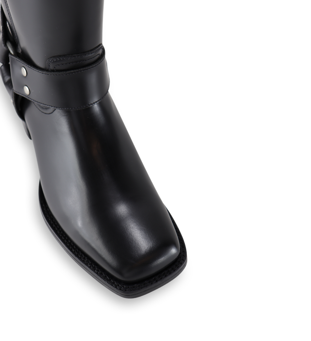 Douglas 30 biker boots, polished black leather
