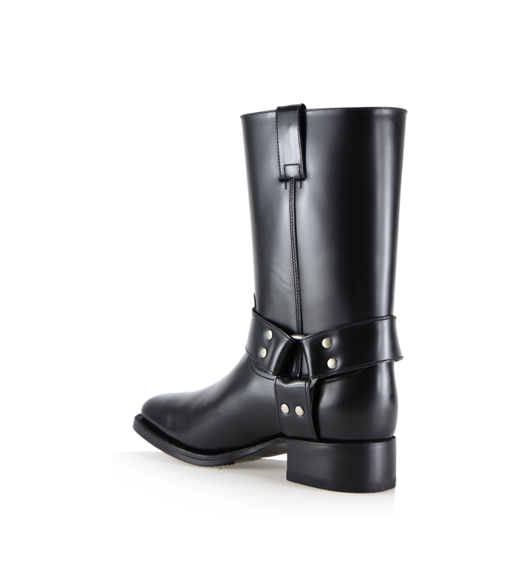 Douglas 30 biker boots, polished black leather
