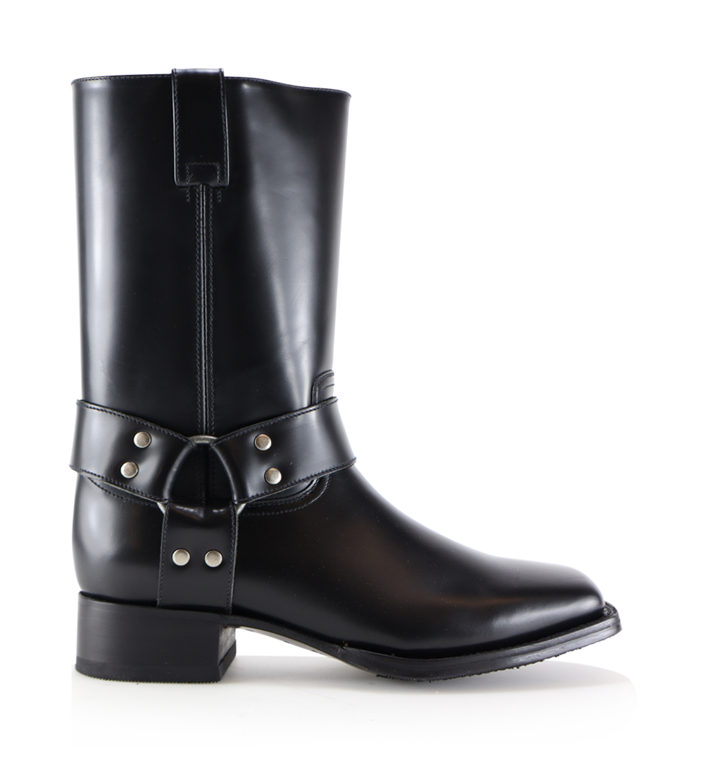 Douglas 30 biker boots, polished black leather