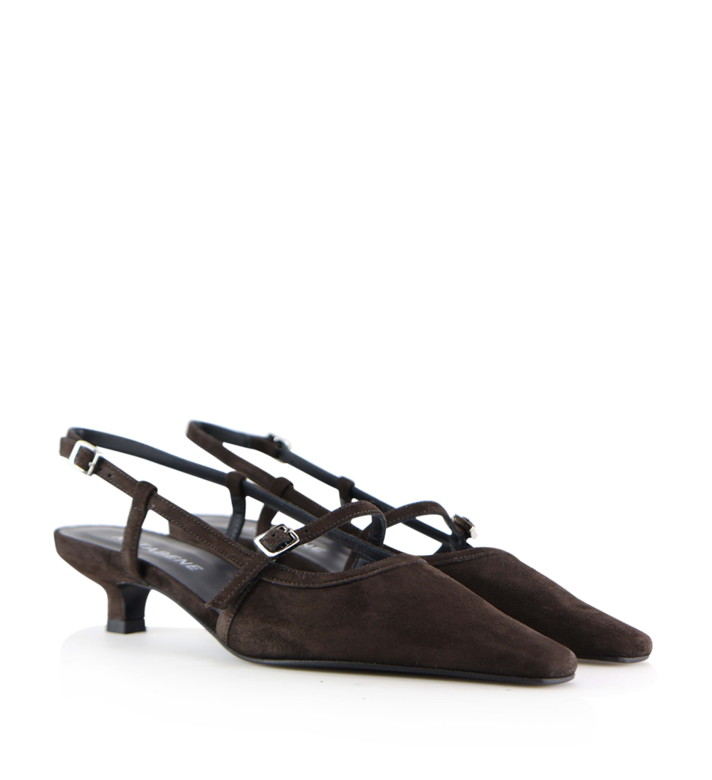 Elenne 35 slingback stilettos, dark brown suede