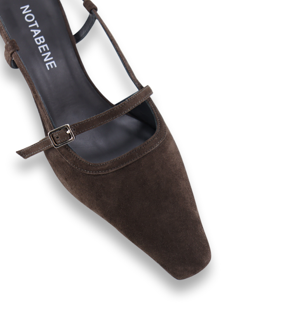Elenne 35 slingback stilettos, dark brown suede