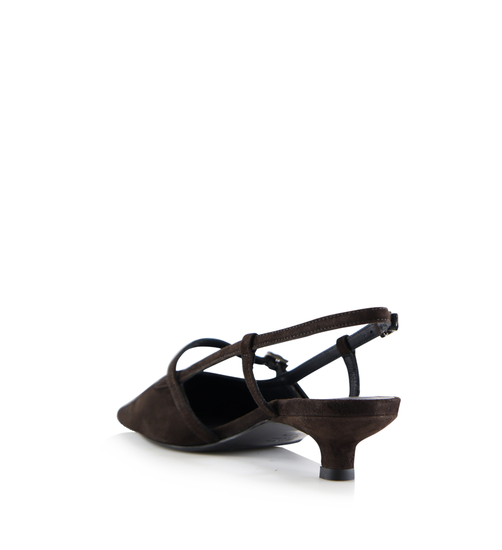 Elenne 35 slingback stilettos, dark brown suede