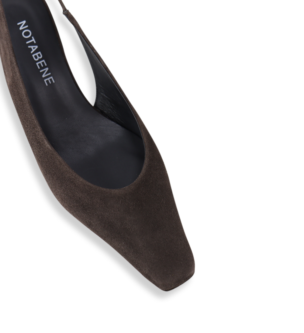 Eleonora 35 slingback stilettos, dark brown suede