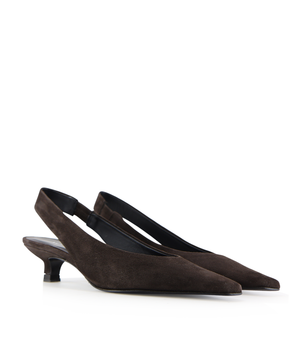 Eleonora 35 slingback stilettos, dark brown suede