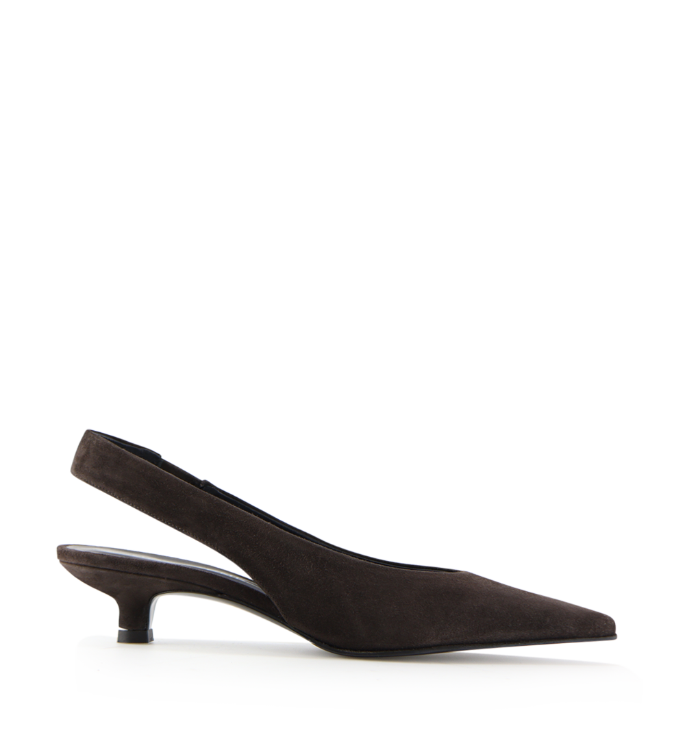 Eleonora 35 slingback stilettos, dark brown suede