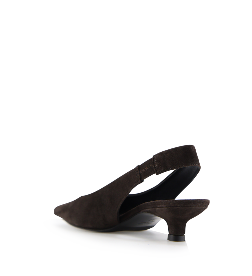 Eleonora 35 slingback stilettos, dark brown suede