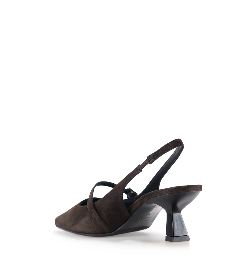 Elina 50 slingback stilettos, dark brown suede