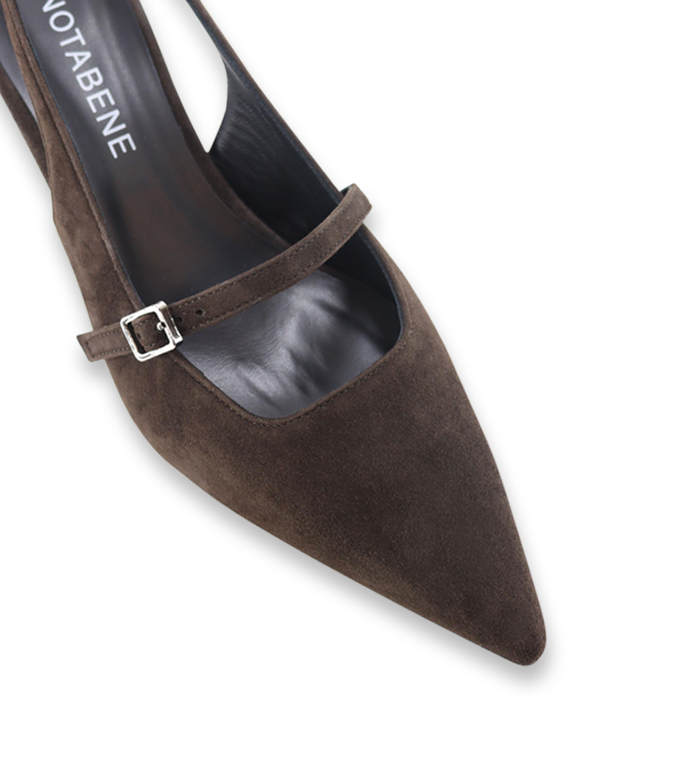 Elina 50 slingback stilettos, dark brown suede