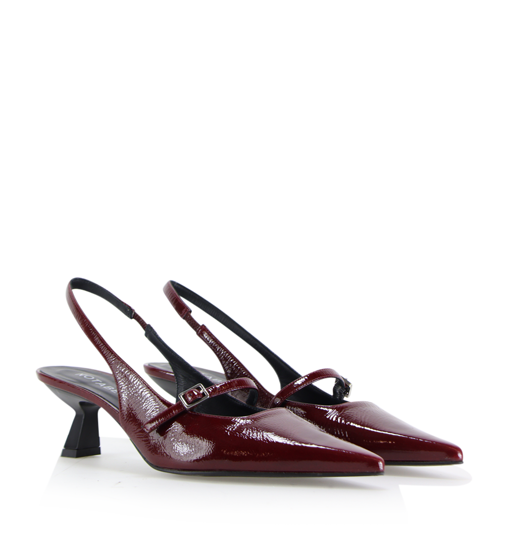 Elina 50 slingback stilettos, Bordeaux patent