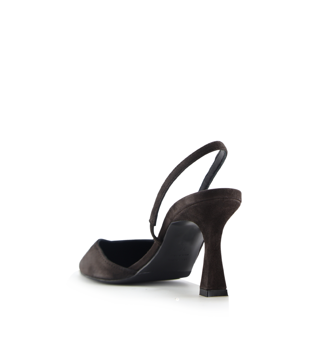 Emira 70 slingback stiletter, brun ruskind
