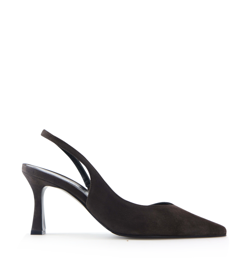 Emira 70 slingback stiletter, brun ruskind