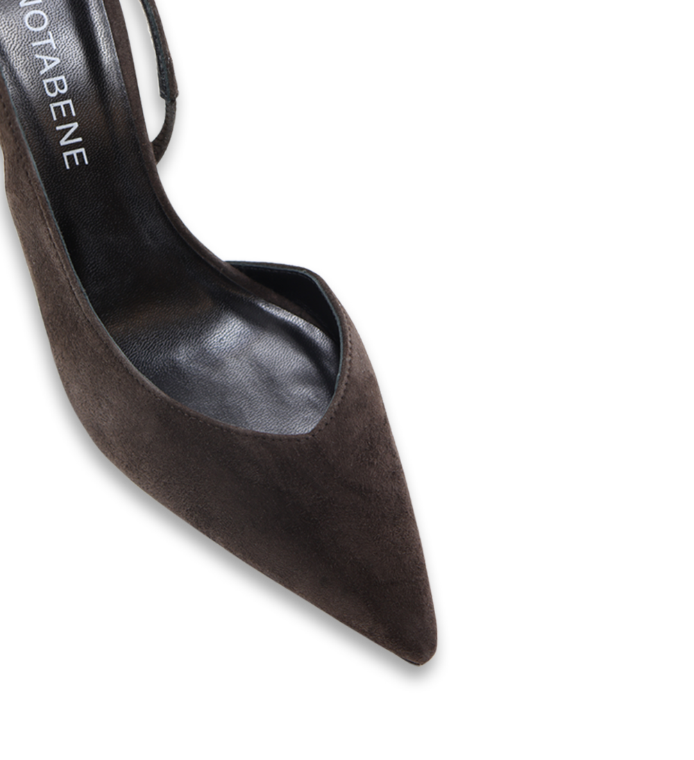 Emira 70 slingback stiletter, brun ruskind