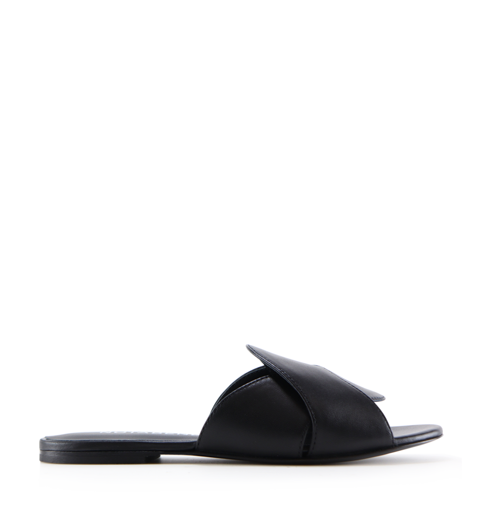 Fanny sandals, black leather