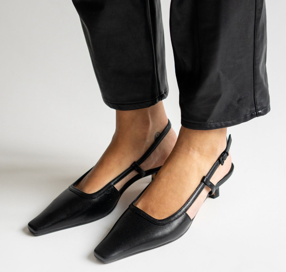 Elena 35 slingback stilettos, black leather