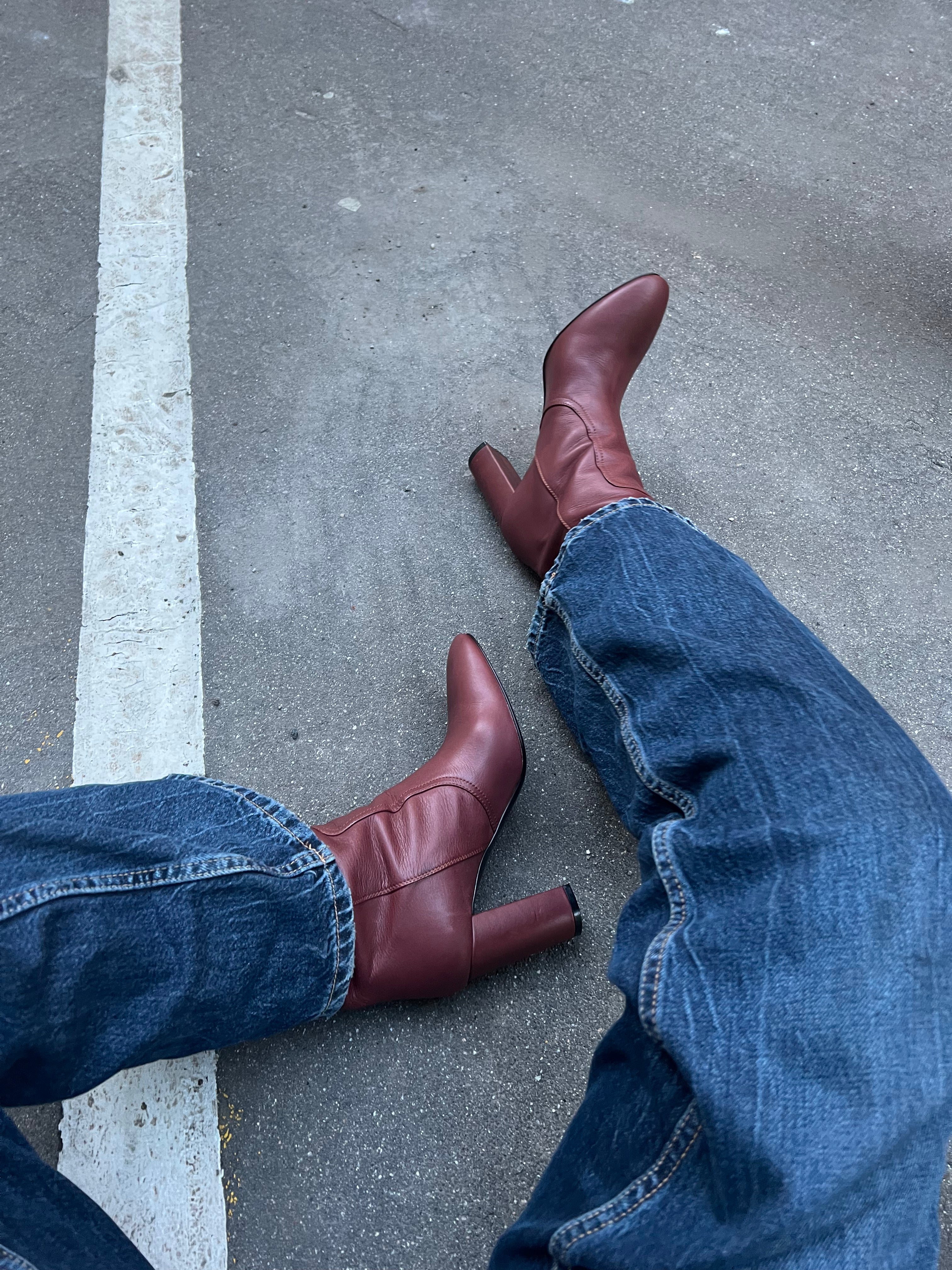 Maria 80 boots, red-brown leather