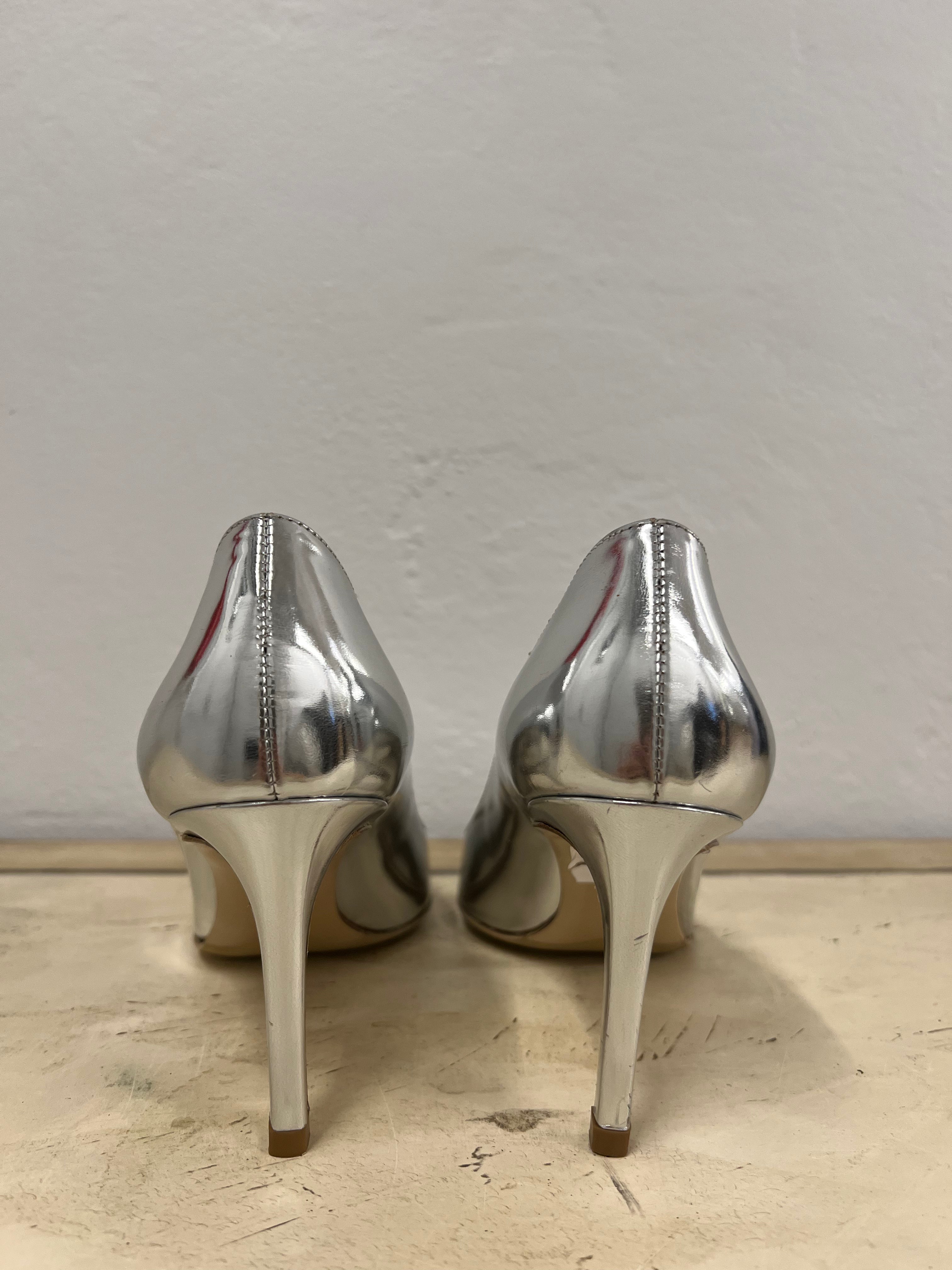 Sølv pumps, 75 mm, str. 38