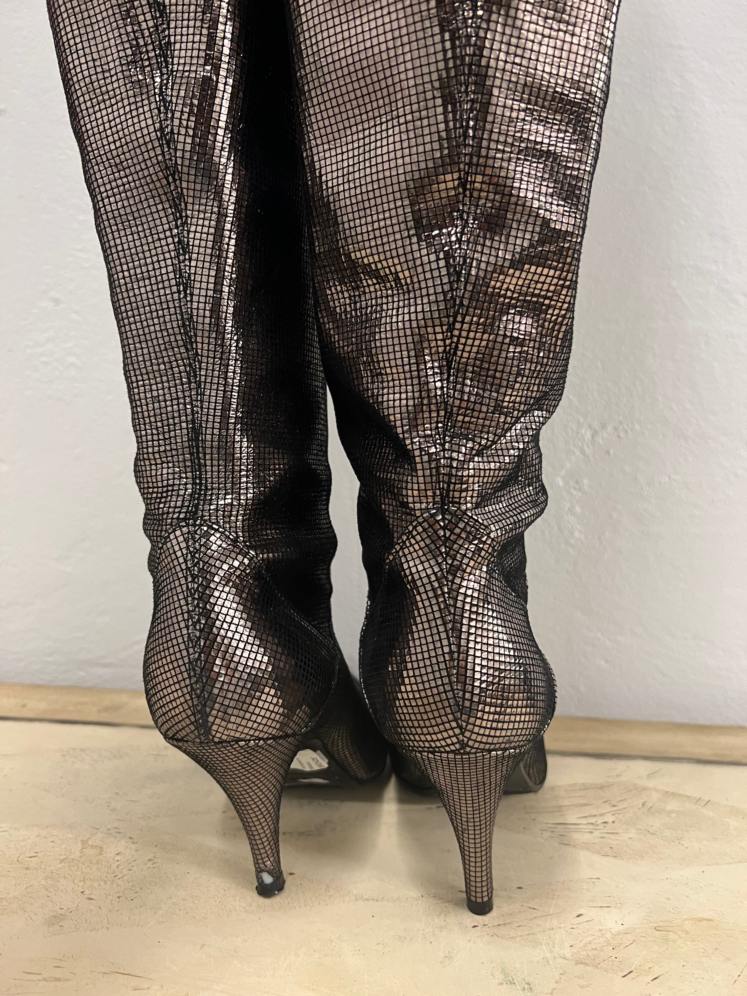 Long Bronze OTK boots, size 37