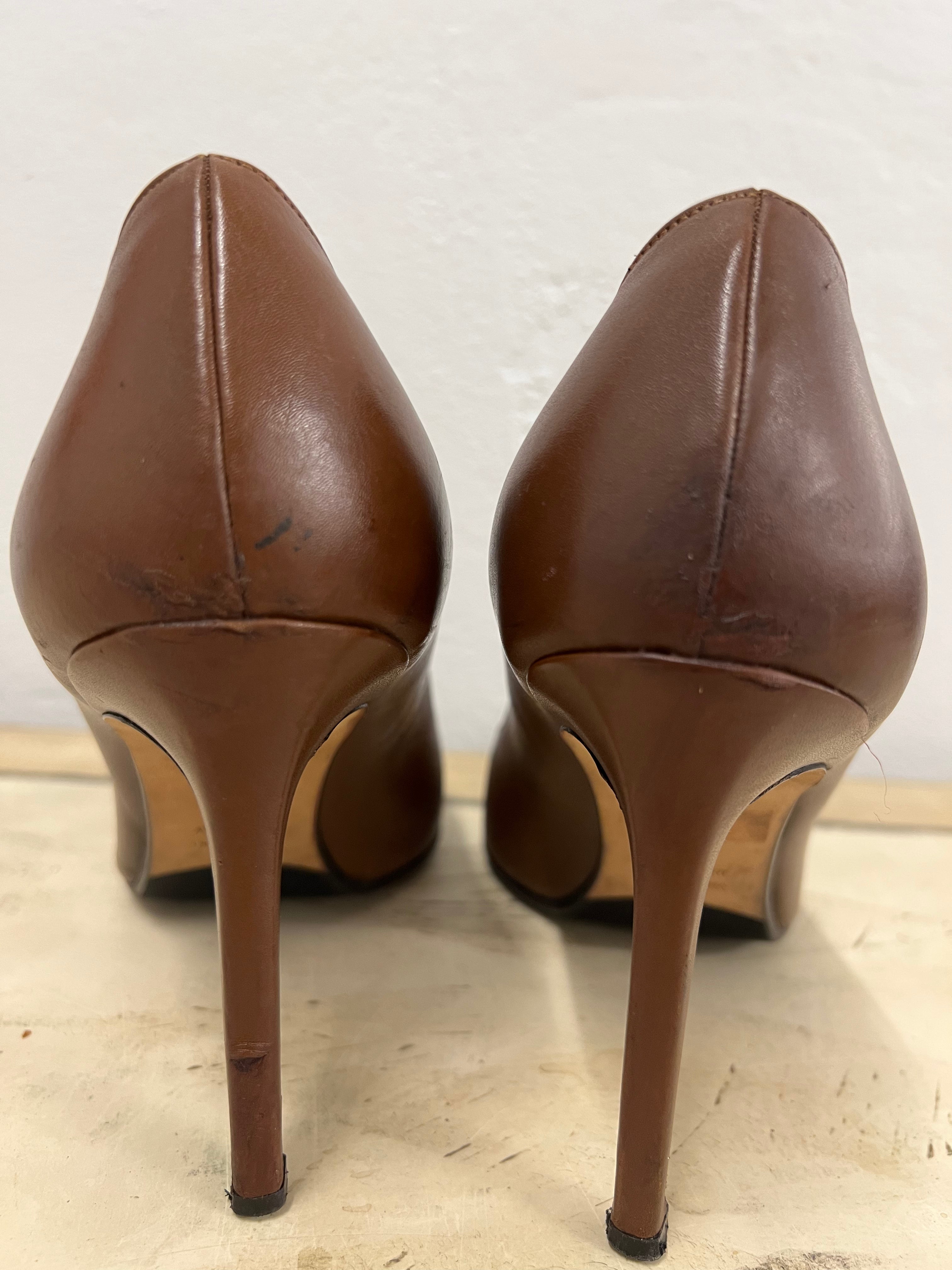 Brown pumps, 90 mm, size 40