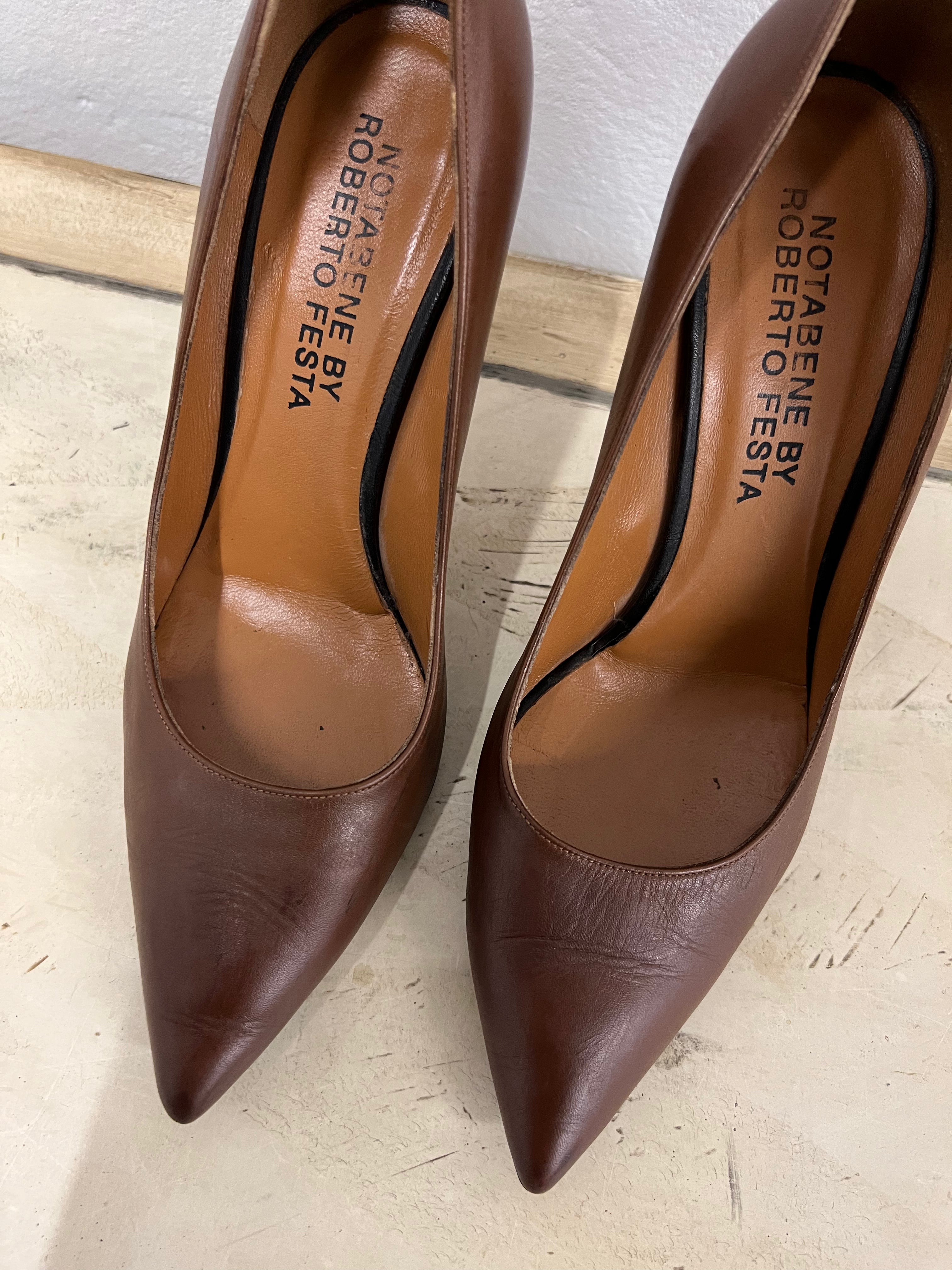 Brown pumps, 90 mm, size 40