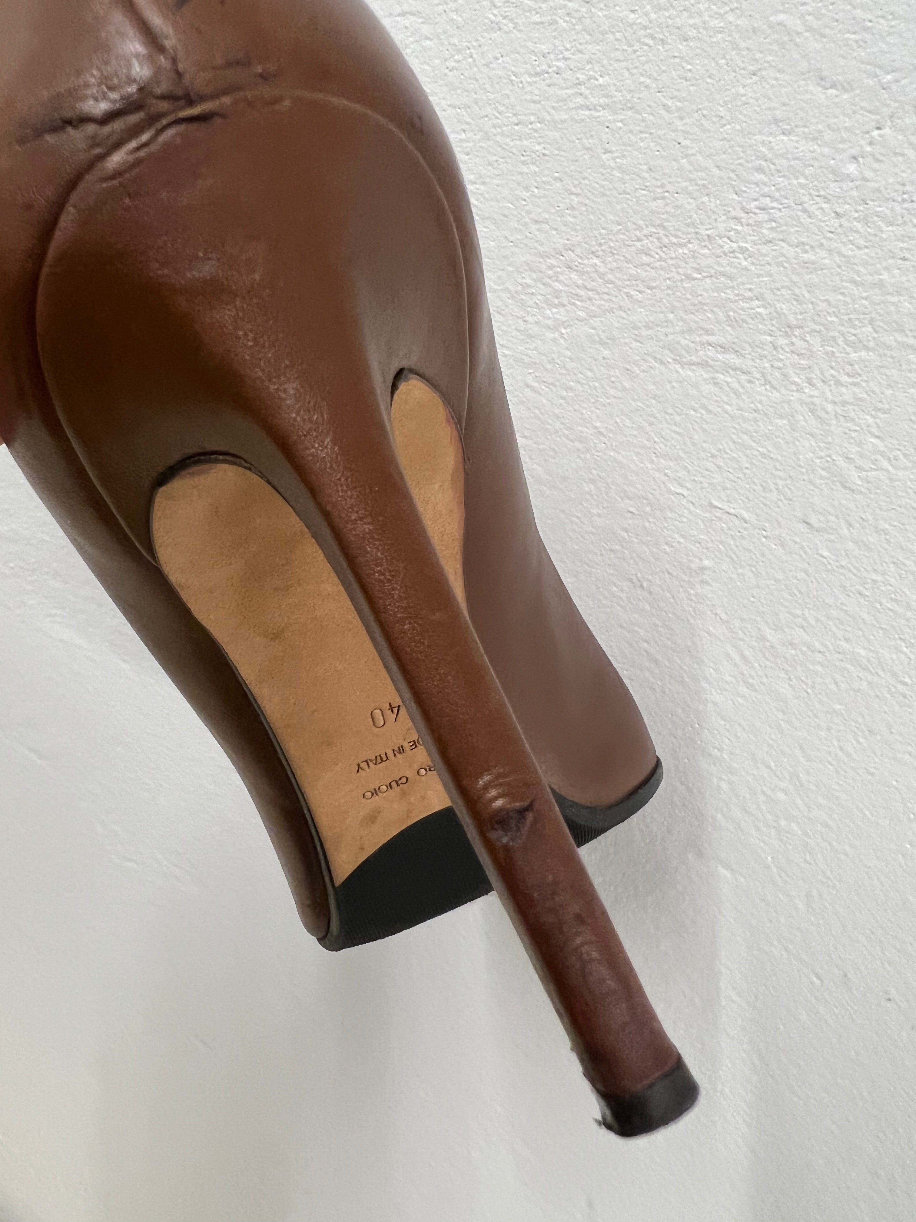 Brown pumps, 90 mm, size 40